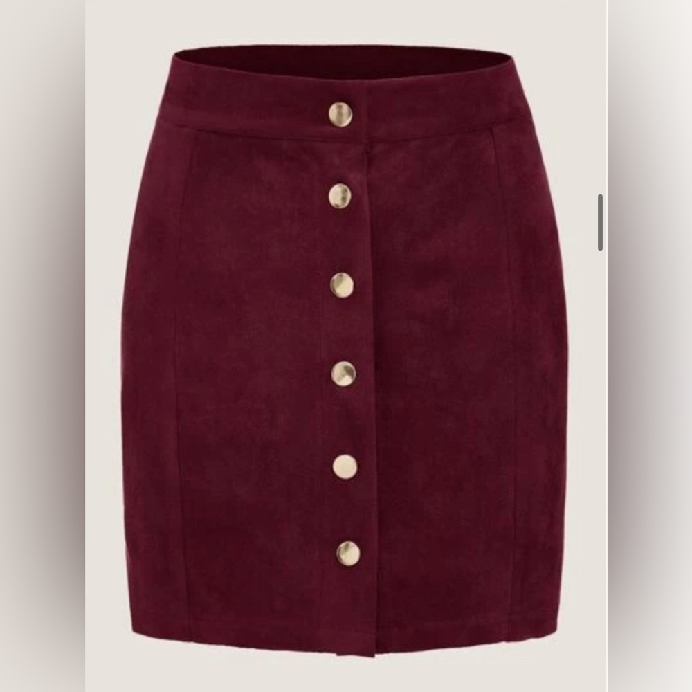 Burgundy- Gold snap skirt
